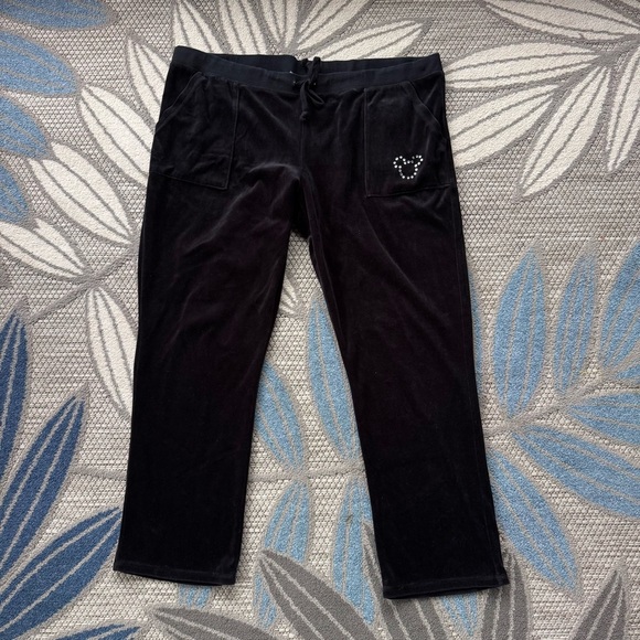 Disney Parks Velour Pants Rhinestone Mickey Mouse Pockets Drawstring Size 2XL - Picture 1 of 4